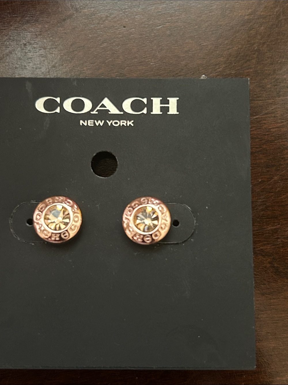 Coach Pink Enamel Hoop Earrings with Signature Motif